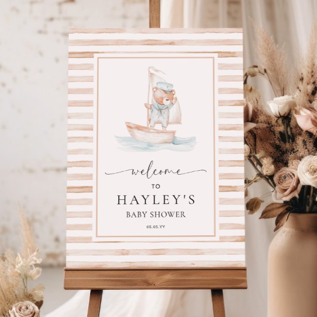 Poster Bienvenue de l'ours de mer Tan Stripe (Créateur téléchargé)