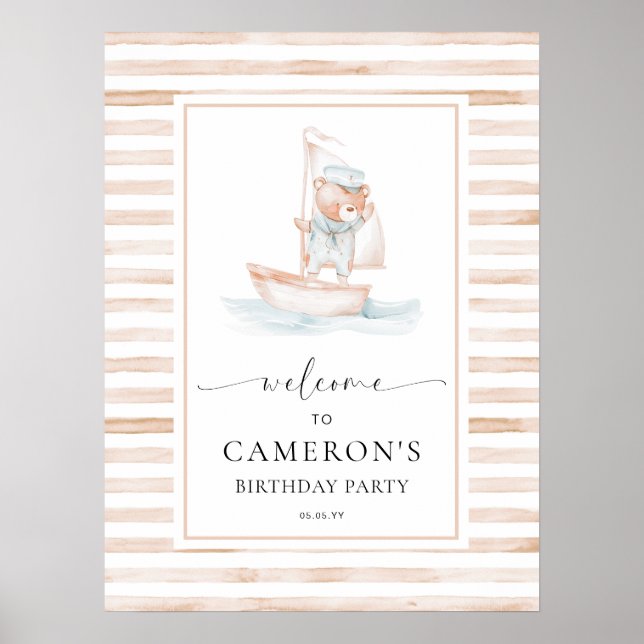 Poster Bienvenue de l'ours de mer Tan Stripe (Devant)