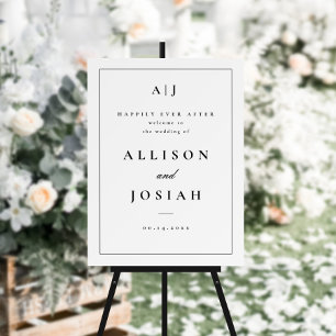 Poster Bienvenue de mariage classique en noir et blanc