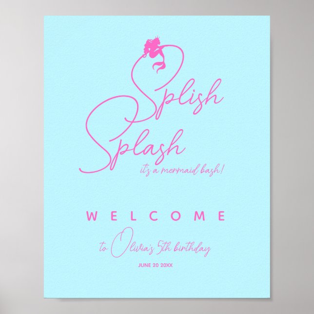 Poster Bienvenue d'été minimaliste fille sirène (Devant)