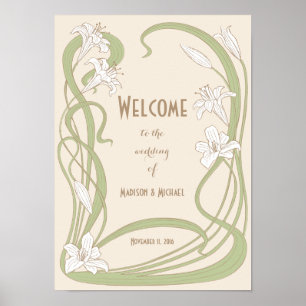 Poster Bienvenue du Mariage White Lilies