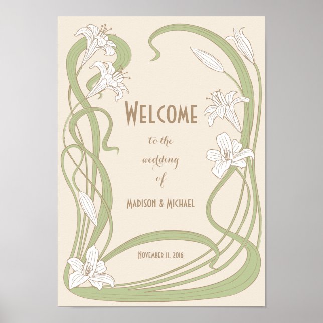 Poster Bienvenue du Mariage White Lilies (Devant)