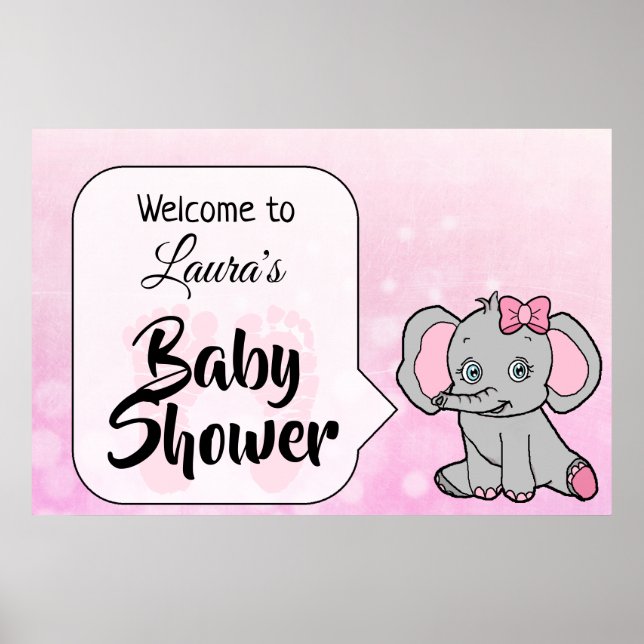 Poster Bienvenue Elephant Thème Baby shower bannière (Devant)