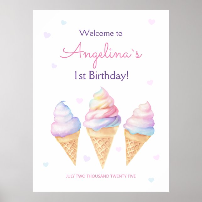 Poster bienvenue fête d'anniversaire. (Devant)