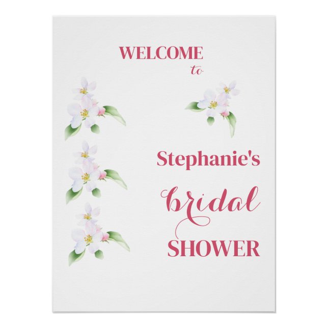 Poster Bienvenue Fête de Mariage Fleur de Pommier Personn (Devant)