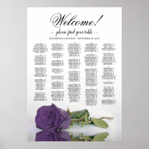 Poster Bienvenue ! Graphique alphabétique Rose d'Améthyst