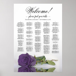 Poster Bienvenue ! Graphique alphabétique Rose d'Améthyst