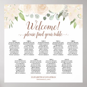 Poster Bienvenue ! Graphique de sièges de table 9 Roses d