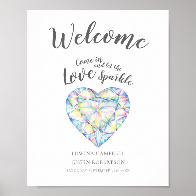 Poster Bienvenue Laissez l'amour pétillant couleur de coe (Devant)