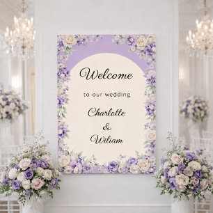 Poster Bienvenue lavande champagne crème de mariage
