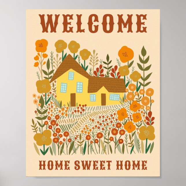 POSTER BIENVENUE MAISON DOUCE MAISON FLEURS FLEUVES PERSO (Devant)