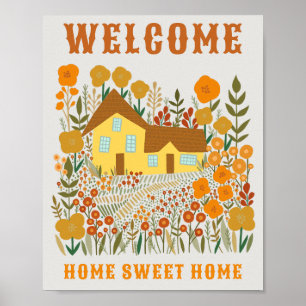 POSTER BIENVENUE MAISON DOUCE MAISON FLEURS FLEUVES PERSO