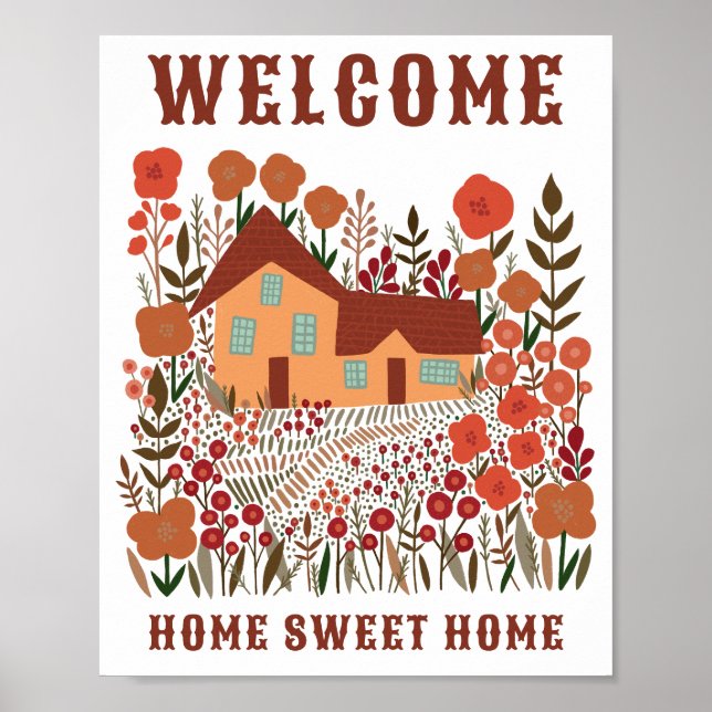 POSTER BIENVENUE MAISON DOUCE MAISON FLEURS FLEUVES PERSO (Devant)
