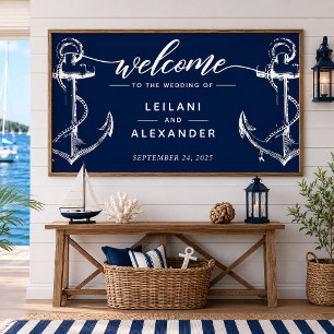 Poster Bienvenue Mariage Naudique Ancre Marine