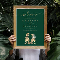 Bienvenue Mariage Thème Dinosaure Vert Foncé