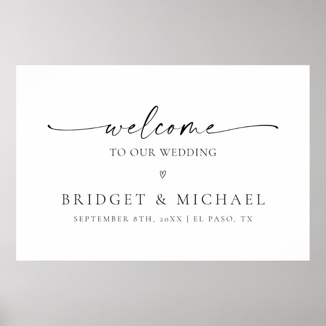 Poster Bienvenue Minimaliste À Notre Mariage (Devant)