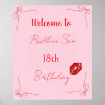 Bienvenue moderne avec un nœud rose chic pour anni