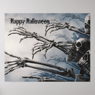 Poster Bienvenue mortels stupides Zombie Skeleton effraya