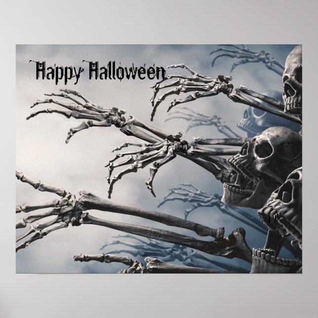 Poster Bienvenue mortels stupides Zombie Skeleton effraya (Devant)