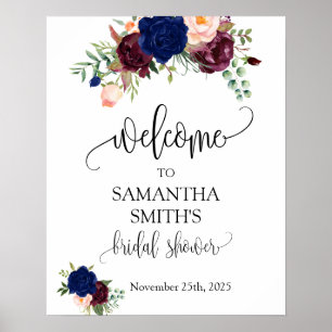Poster Bienvenue nuptiale douche marine marsala mariage f