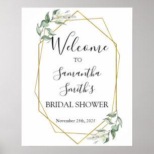 Poster Bienvenue panneau de mariage vert doré pour la fêt