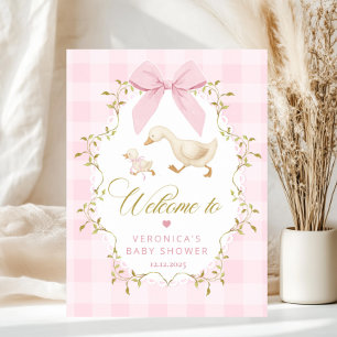 Poster Bienvenue pour la Baby Shower Fille Silly Goose Ro