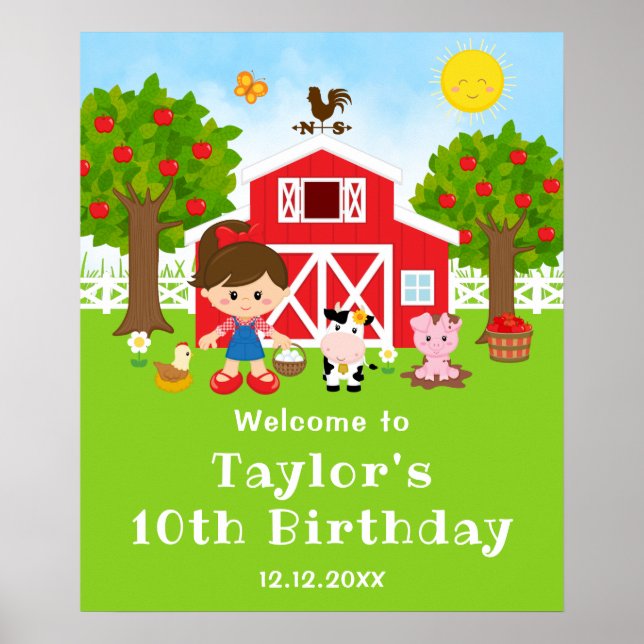 Poster Bienvenue pour l'anniversaire de la fille aux chev (Devant)