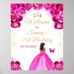 Poster Bienvenue pour l'anniversaire de la princesse à la