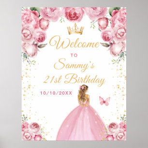 Poster Bienvenue pour l'anniversaire de la princesse aux 