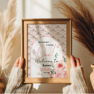 Poster Bienvenue pour le 1er anniversaire de la rose aqua