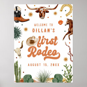 Poster Bienvenue pour le premier rodéo d'anniversaire de 