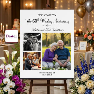 Poster Bienvenue pour les 60 ans de mariage - 3 photos pe