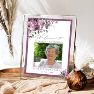 Poster Bienvenue pour les 60 ans photo florale violette