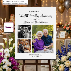 Poster Bienvenue pour les 65 ans de mariage - 3 photos pe