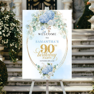 Poster Bienvenue pour les 90 ans Fleurs de eucalyptus ble