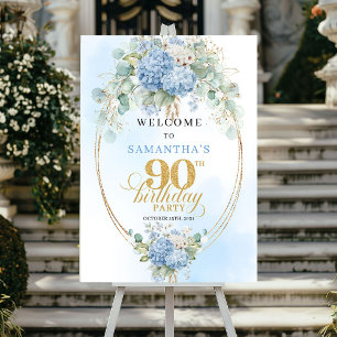 Poster Bienvenue pour les 90 ans Hydrangea Pastel Eucalyp