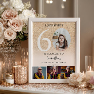 Poster Bienvenue pour un 60e anniversaire avec paillettes