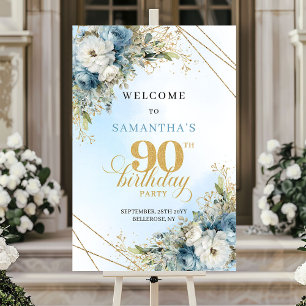 Poster Bienvenue pour un 90e anniversaire spécial Boho bl