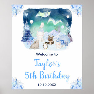 Poster Bienvenue pour un anniversaire aux animaux arctiqu