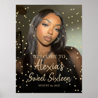 Poster Bienvenue pour un anniversaire de seize ans en or 