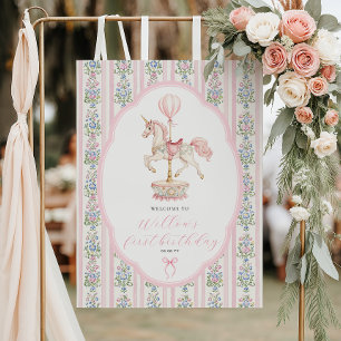 Poster Bienvenue pour un premier anniversaire Carousel Ro