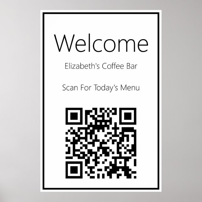 Poster Bienvenue QR Code pour le Modèle de menu d'aujourd (Devant)
