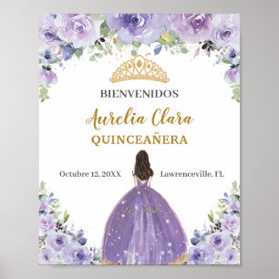Poster Bienvenue Quinceañera Fleur de Lilac Pourpre