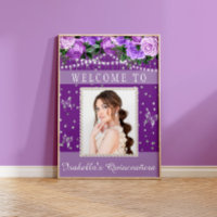 Bienvenue Quinceañera Photo Perles Blanc Violet