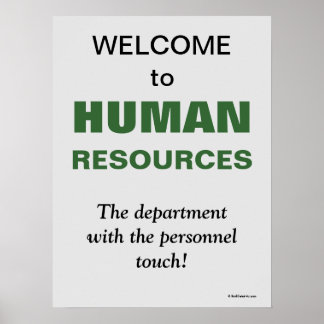 Poster Bienvenue Ressources humaines Bureau RH humoristiq