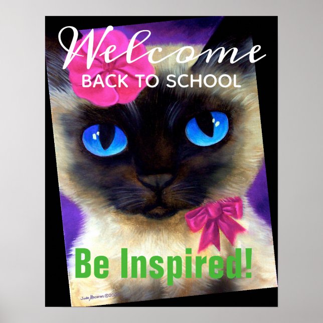 Poster Bienvenue Retour À L'École Chat Siamois Personnali (Devant)