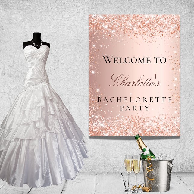 Poster Bienvenue rose gold poudré scintillant pour l'ente (Créateur téléchargé)