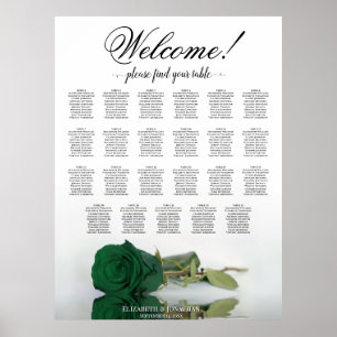Poster Bienvenue ! Rose verte émeraude 23 Plan de table