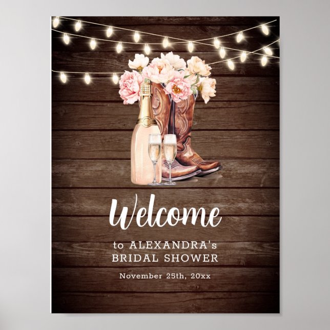 Poster BIENVENUE Russe Cowgirl Boots FÊTE DES MARIÉES (Devant)