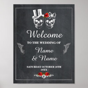Poster Bienvenue Russe Skull Halloween Mariage des signes